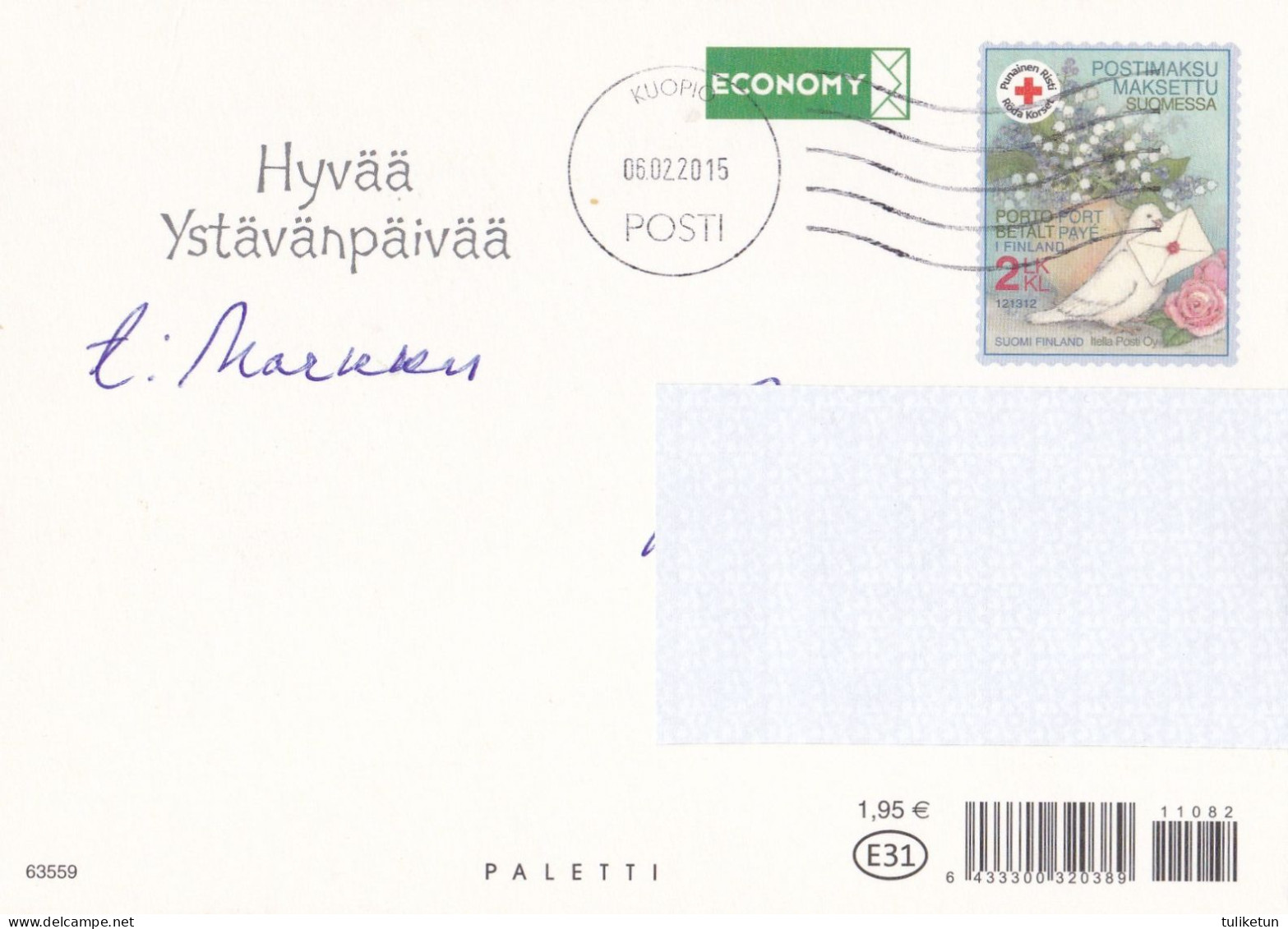 Postal Stationery - Flowers - Roses - Red Cross 2015 - Suomi Finland - Postage Paid - Postal Stationery