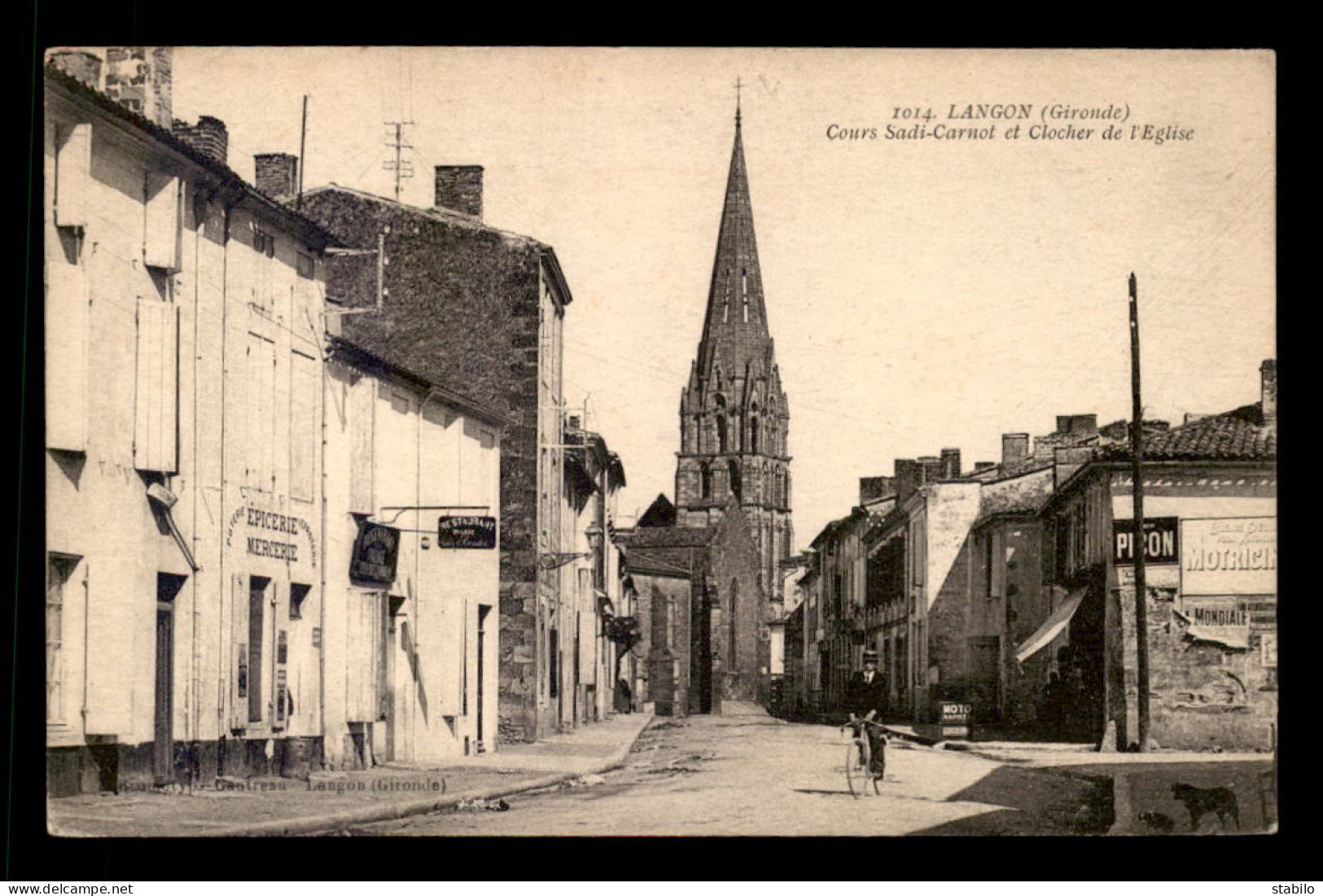 33 - LANGON - COURS SADI CARNOT ET L'EGLISE - Langon