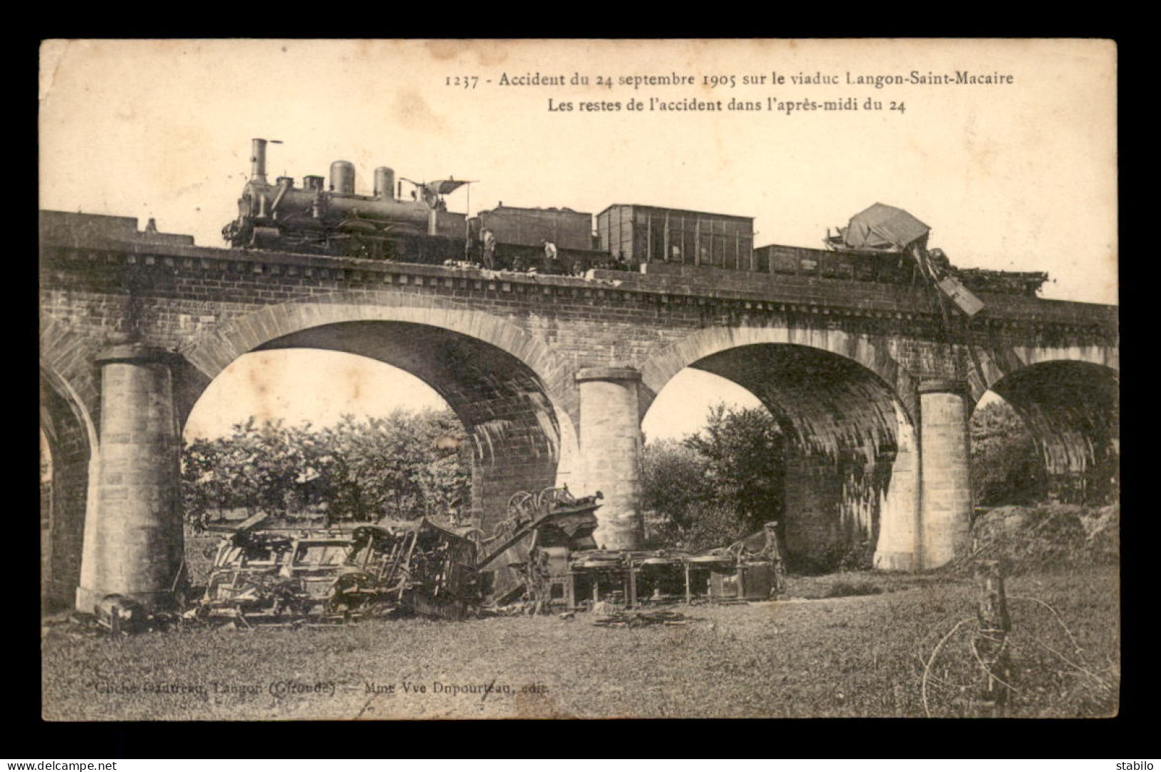 33 - LANGON - ACCIDENT DE CHEMIN DE FER DU 24 SEPTEMBRE 1905 SUR LE VIADUC LANGON-ST-MACAIRE - Langon