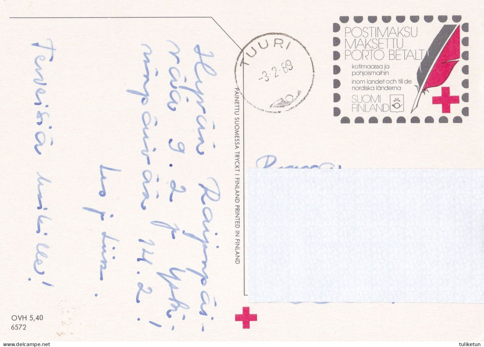 Postal Stationery - Flowers - Roses - Red Cross 1989 - Suomi Finland - Postage Paid - Postwaardestukken