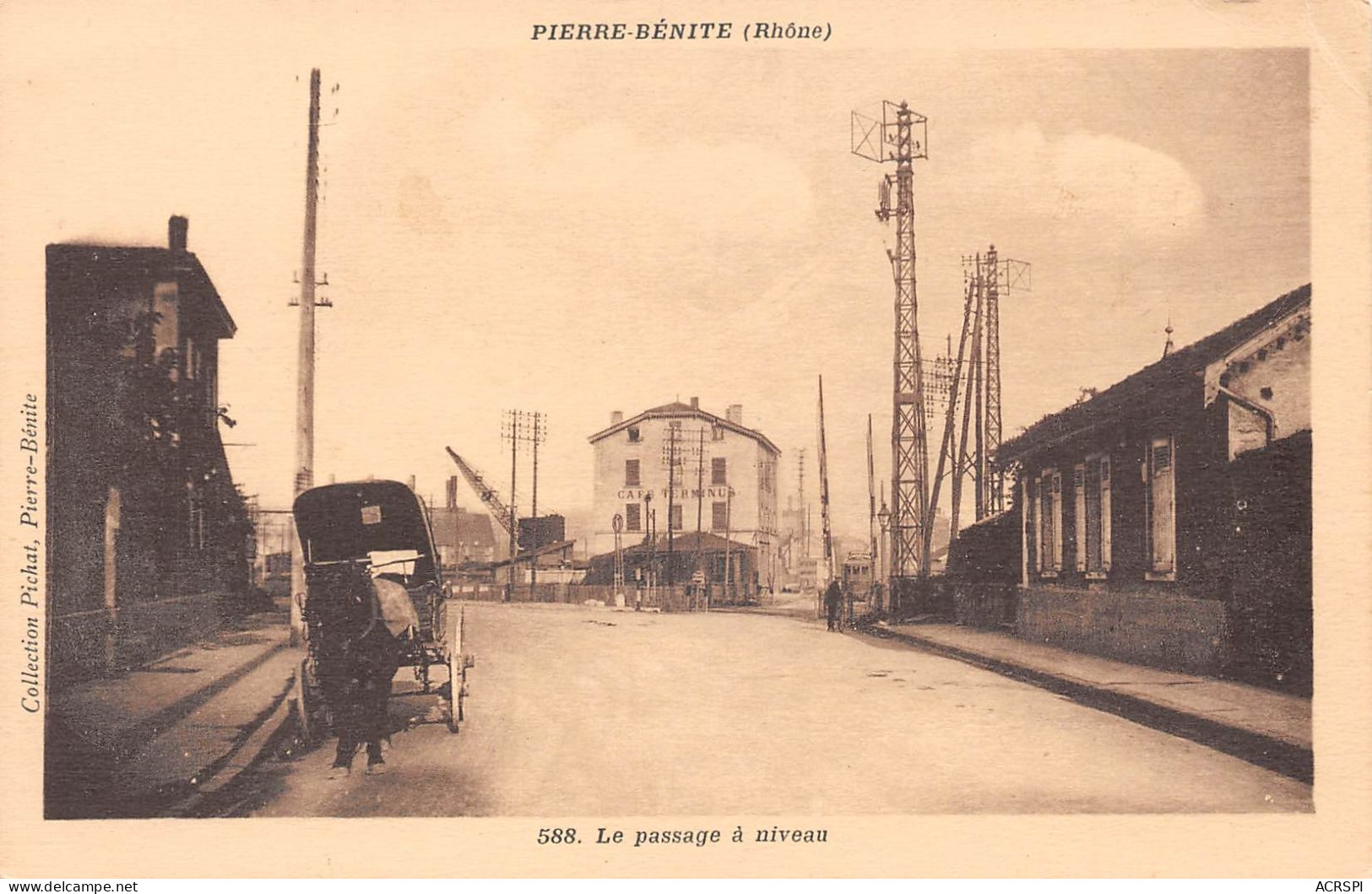 69   Pierre-Bénite  Le Passage à Niveau Café Le TERMINUS    (Scan R/V) N°   9   \OA1041 - Pierre Benite