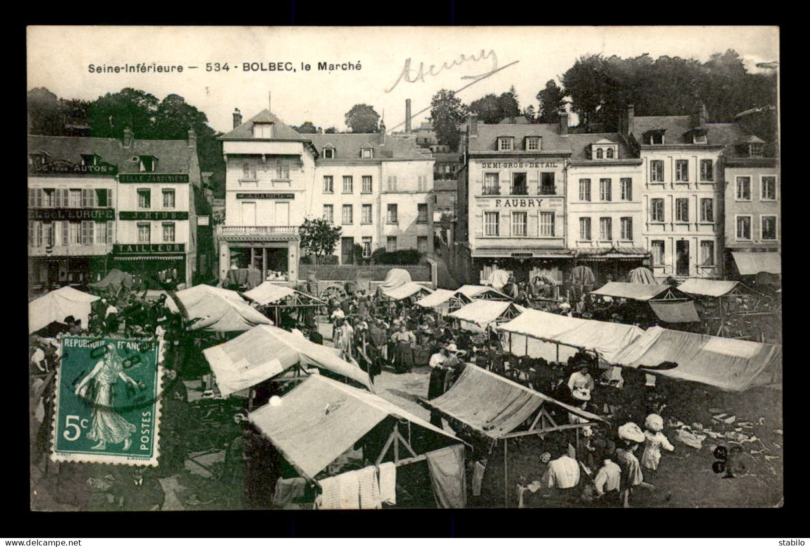 76 - BOLBEC - LE MARCHE - HOTEL DE L'EUROPE -  J. MIUS TAILLEUR - A. DANIEL - F. AUBRY - Bolbec