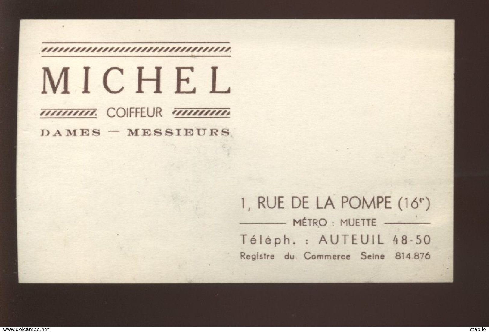 CARTES DE VISITE - PARIS 16EME - COIFFEUR "MICHEL" 1 RUE DE LA POMPE - Cartoncini Da Visita