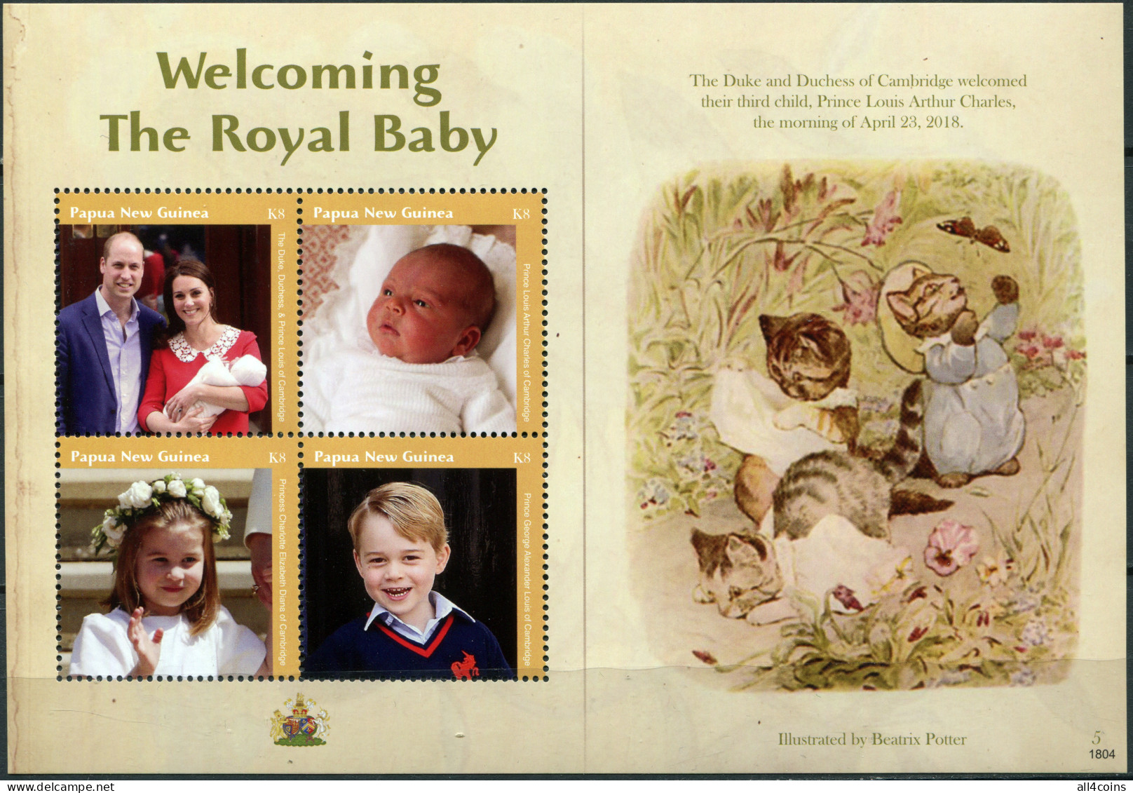 Papua New Guinea. 2018. Royal Baby - Prince Louis Arthur Charles (MNH OG) M/S - Papua New Guinea