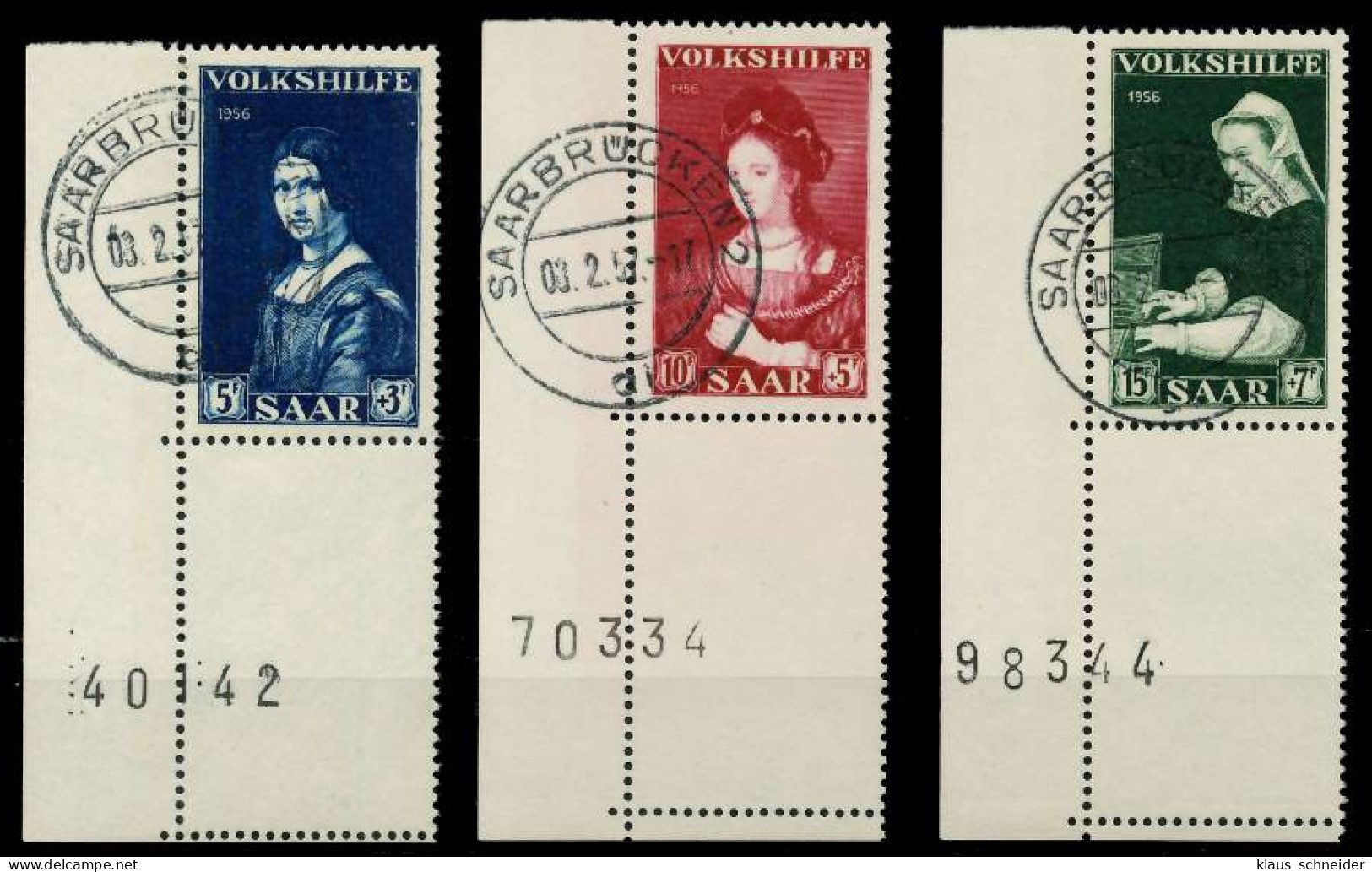 SAARLAND 1956 Nr 376L-378L Zentrisch Gestempelt ECKE-ULI X79C49A - Used Stamps