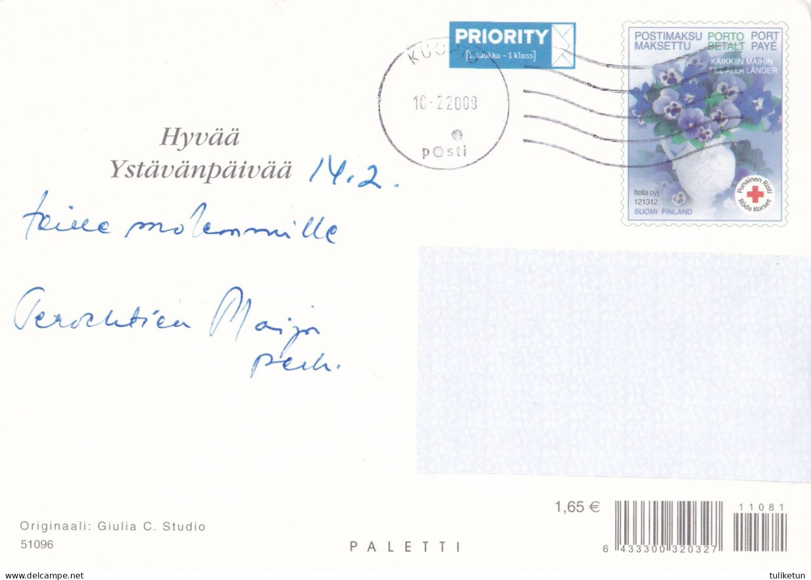 Postal Stationery - Beautiful Flowers - Red Cross - Suomi Finland 2009 - Postage Paid - Postal Stationery