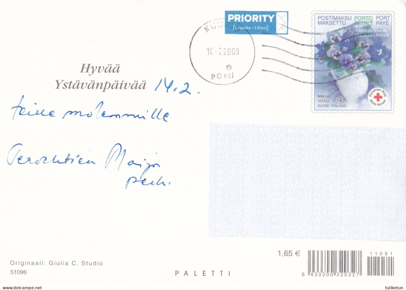 Postal Stationery - Beautiful Flowers - Red Cross - Suomi Finland 2009 - Postage Paid - Enteros Postales