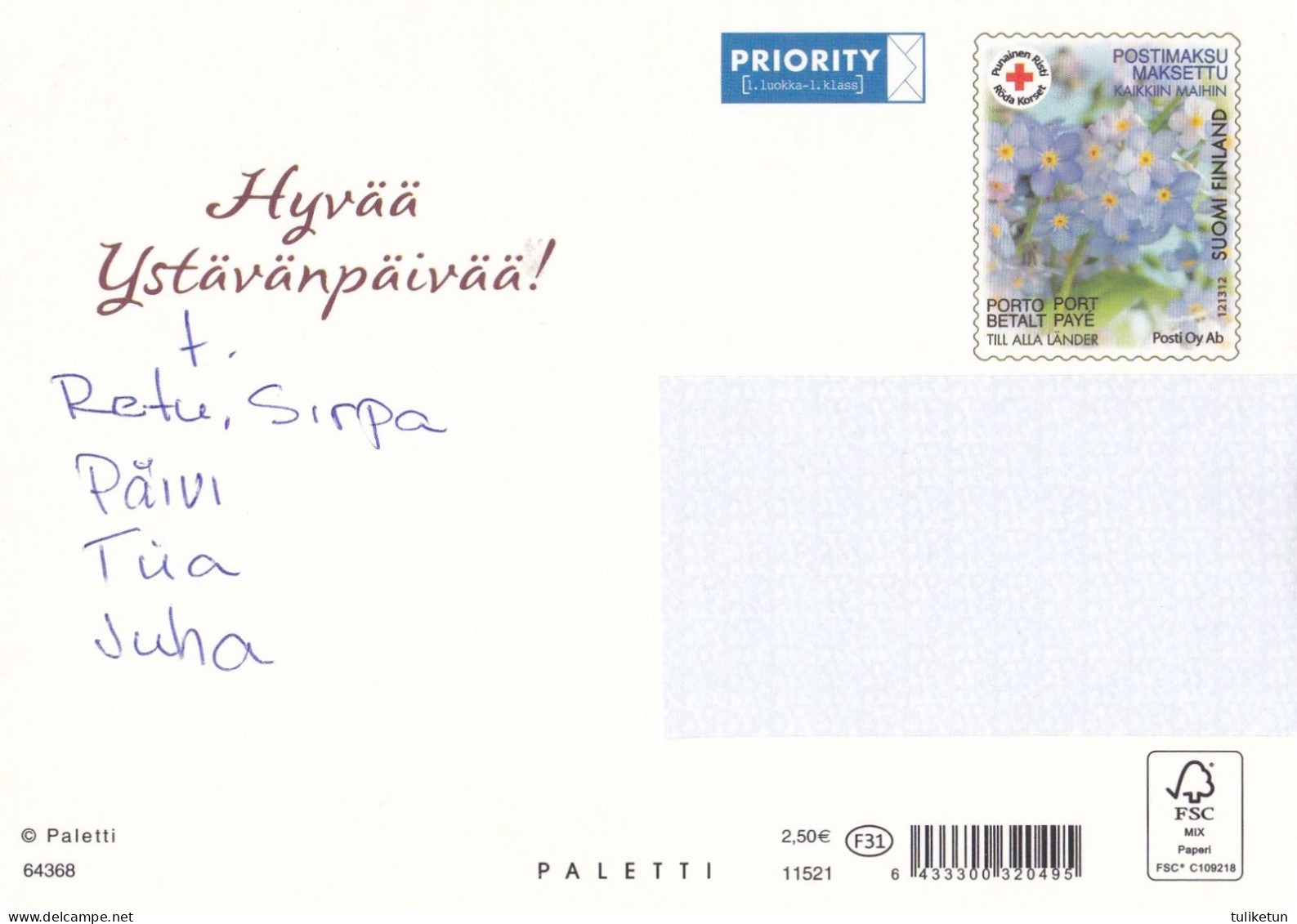 Postal Stationery - Giant Panda Holding Flower - Red Cross - Suomi Finland - Postage Paid - Enteros Postales