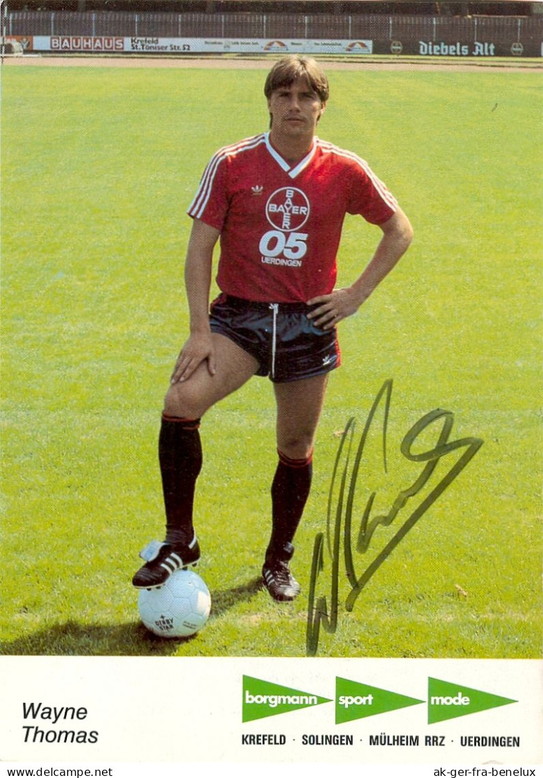 Fußball-Autogrammkarte AK Wayne Thomas FC Bayer Uerdingen 84-85 KFC Krefeld Alemannia Aachen Kickers Offenbach Hannover - Authographs