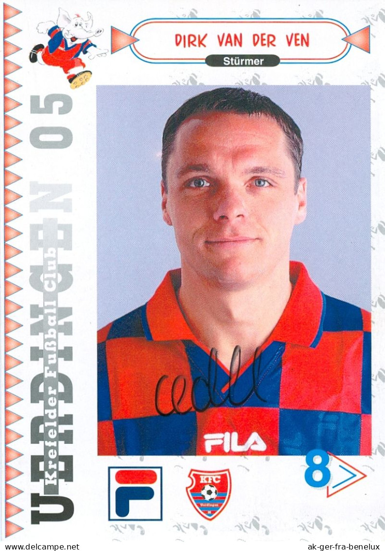 Fußball-Autogrammkarte AK Dirk Van Der Ven KFC Uerdingen 05 98-99 FC Bayer Krefeld Arminia Bielefeld Rot-Weiss Essen RW - Authographs