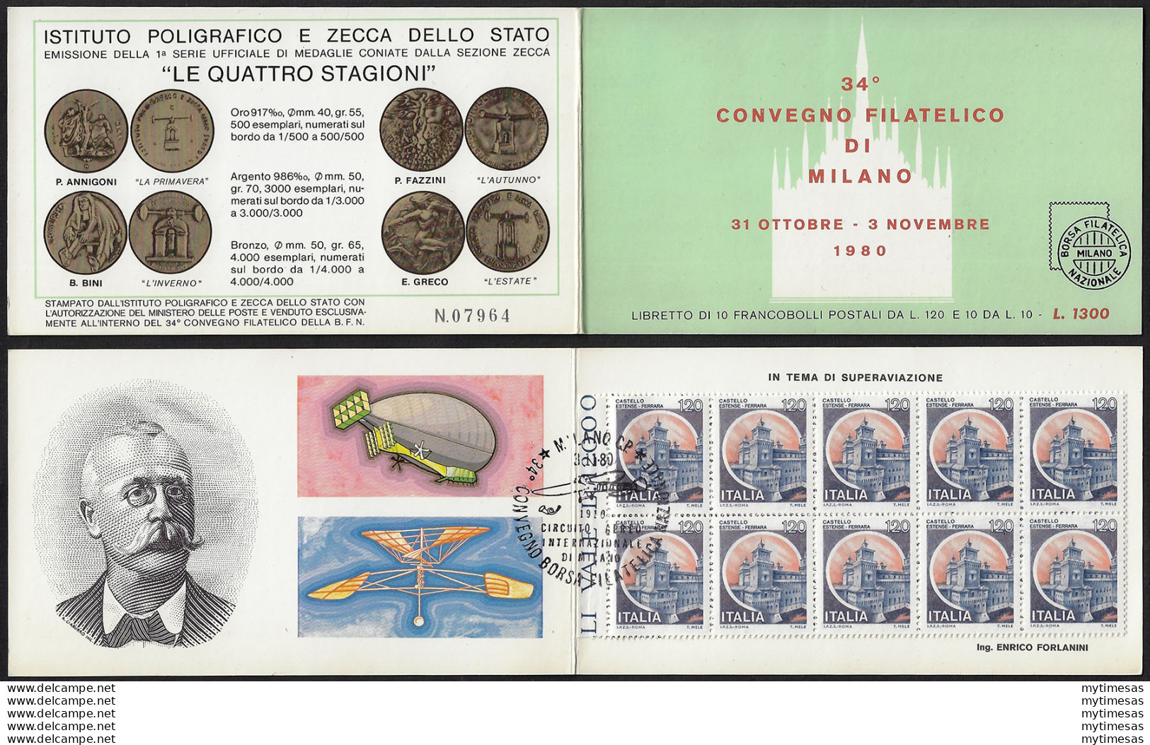 1980 Italia Libretto Forlanini FDC Unificato N. LR1a - Andere & Zonder Classificatie