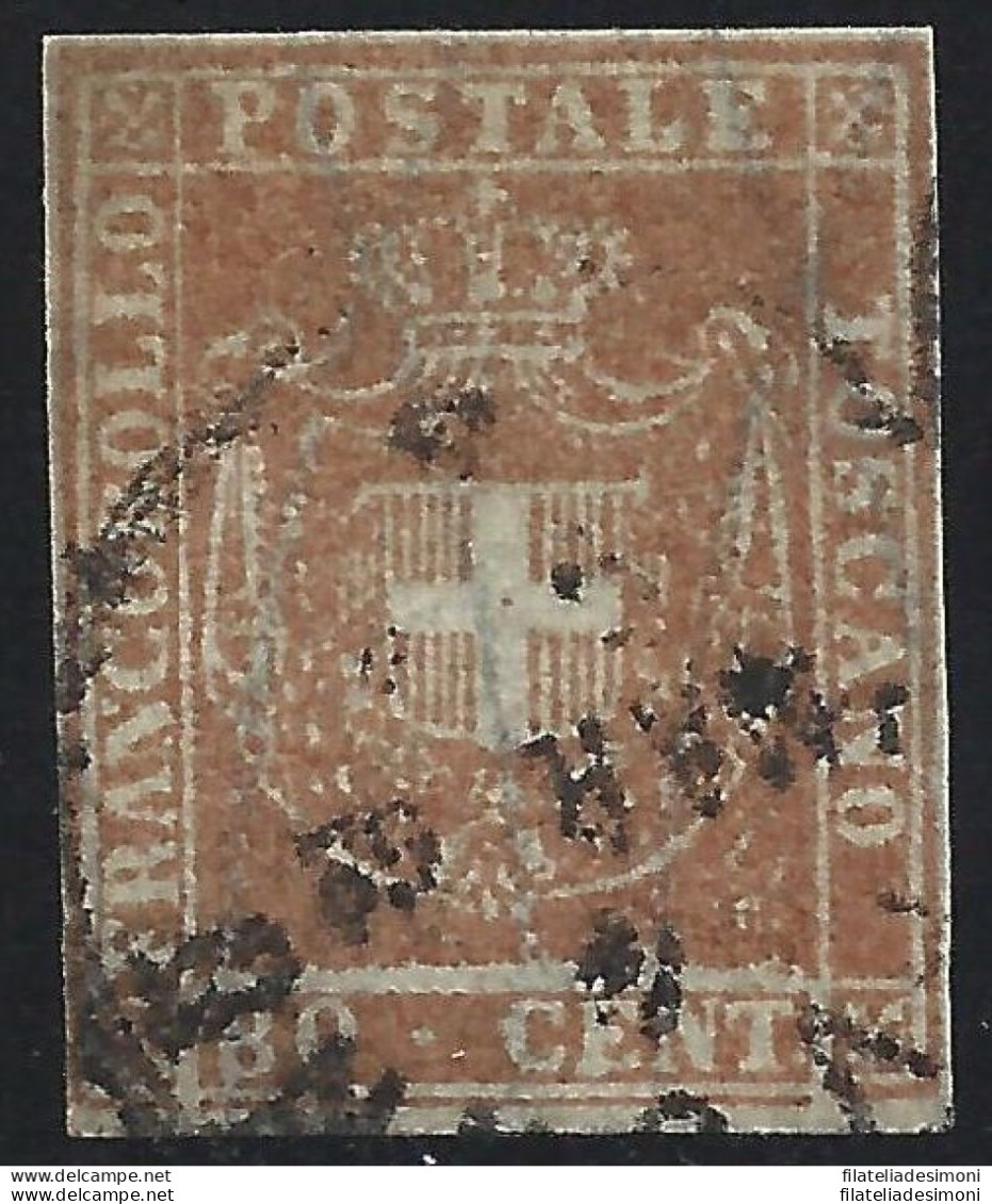 1860 TOSCANA, N° 22 80 Cent. Carnicino USATO Sigla A.Diena - Toskana