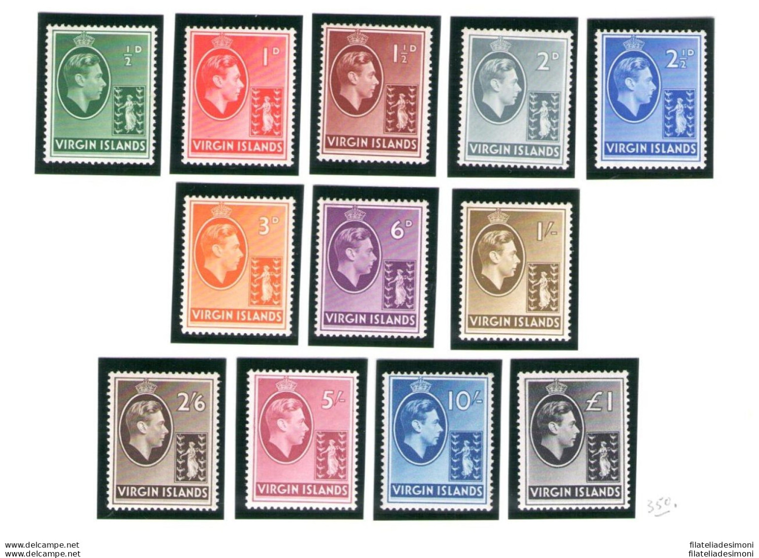 1938 BRITISH VIRGIN ISLANDS - SG N° 110A/121 12 Valori  MLH* - Autres & Non Classés