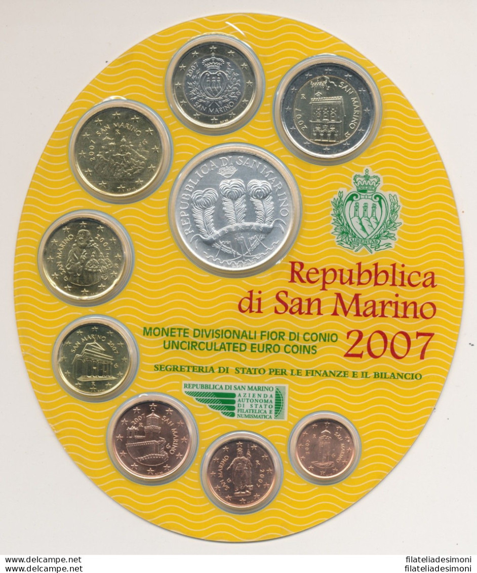 2007 Repubblica San Marino, Monete Divisionali Segreteria Di Stato - FDC - San Marino