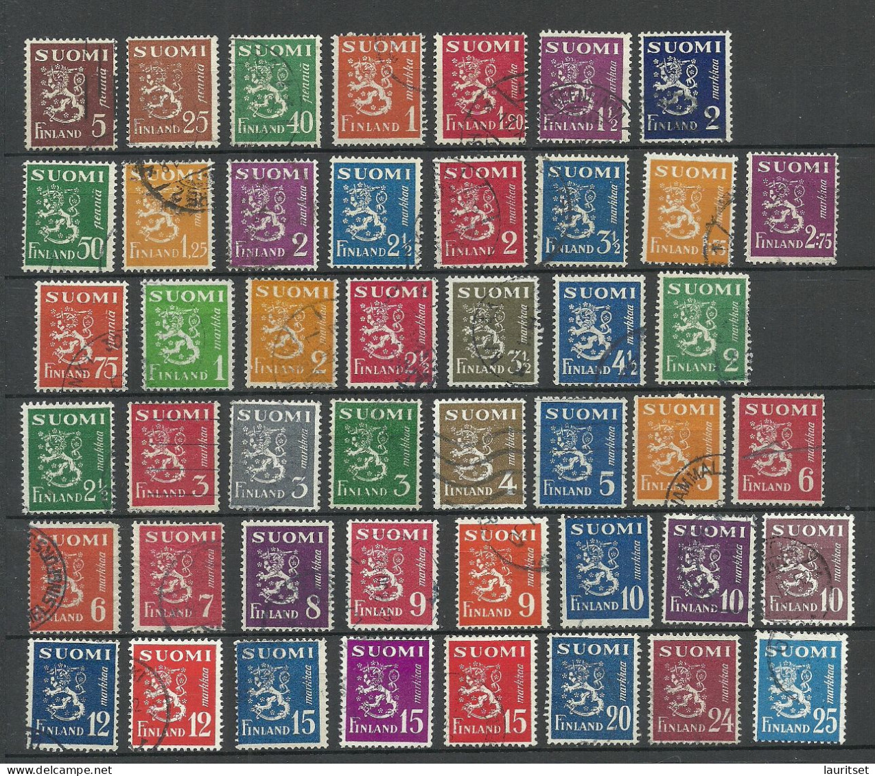 FINNLAND FINLAND 1930-1950 Small Lot Of Coat Of Arms Wappenlöwe, O - Usati