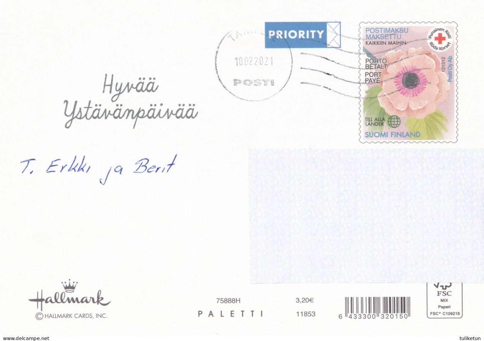 Postal Stationery - Bird - Flowers - Red Cross 2021 - Suomi Finland - Postage Paid - Postal Stationery