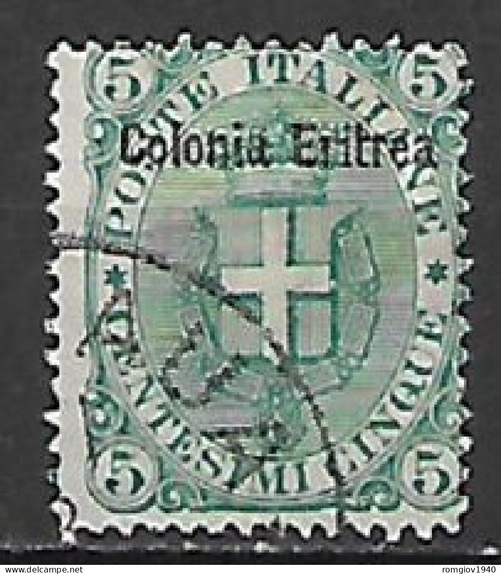 COLONIE ITALIANE ERITREA 1893 SOPRASTAMPATO SASS. 3  USATO  VF - Eritrée