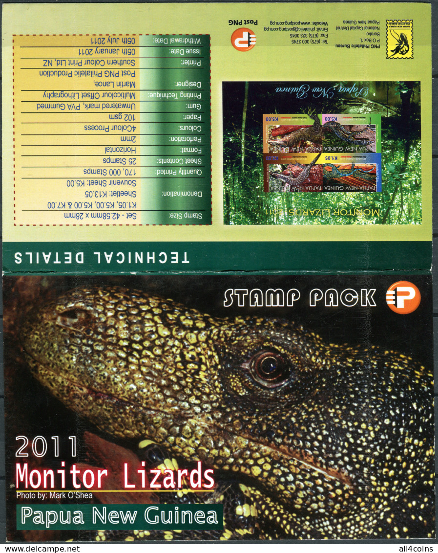 Papua New Guinea 2011. Monitor Lizards 2011 (MNH OG. StampPack) Set Of 4 Stamps - Papua New Guinea