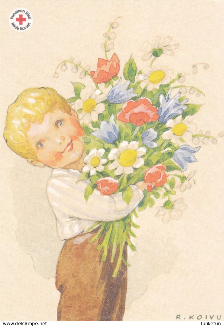 Postal Stationery - Boy Holding Flowers - Happy Valentine's Day - Red Cross 2022 - Suomi Finland - Postage Paid - Interi Postali