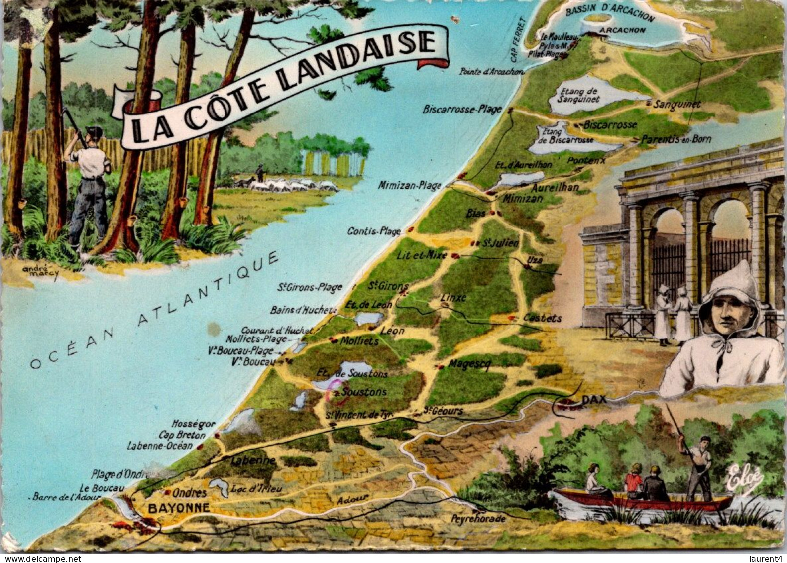 9-4-2024 (1 Z 26) France - La Côte Landaise (older Map) - Maps