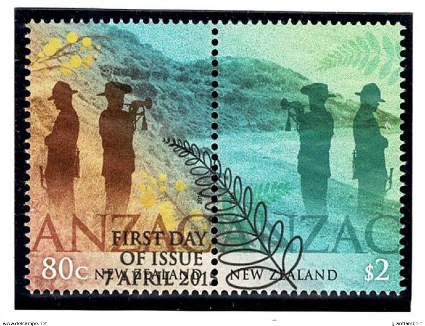New Zealand 2015 ANZAC Joint Issue With Australia  Set Of 2 Used - Oblitérés
