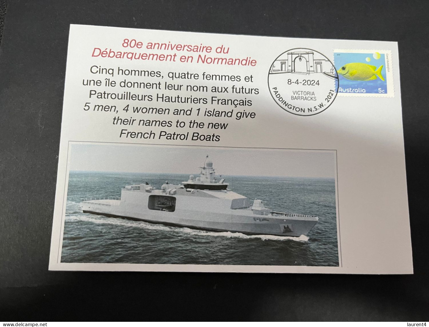 9-4-2024 (1 Z 27) 80e Anniversaire Débarquement En Normandie (1944-2024) New Warship Name After Men, Women And Island - Militaria