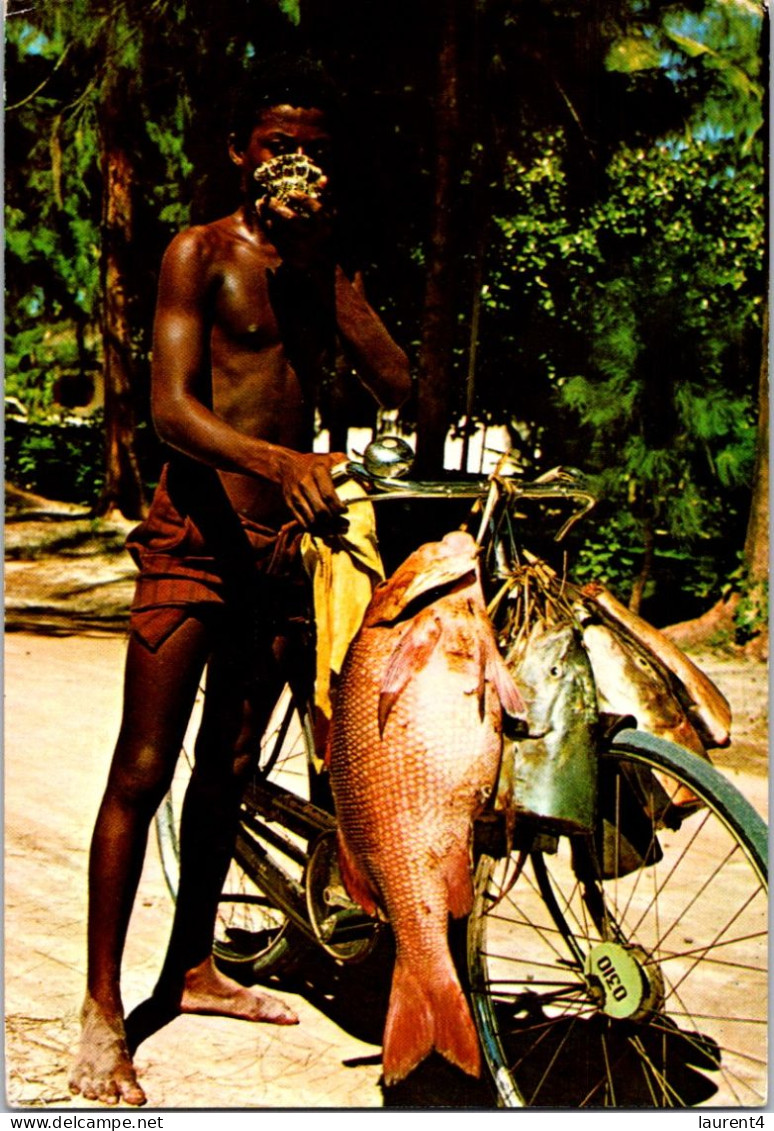 9-4-2024 (1 Z 28) Seychelles - (posted To France With Bird Stamp 1979) Fish Seller / Vendeur De Poissons - Händler