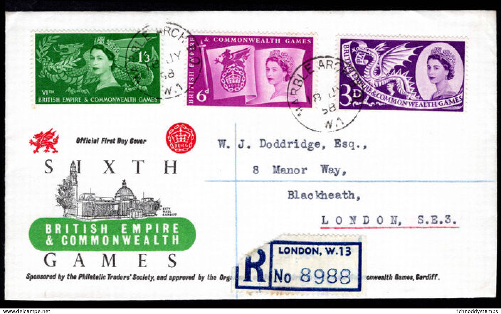 1958 Commonwealth Games First Day Cover. - 1952-1971 Em. Prédécimales