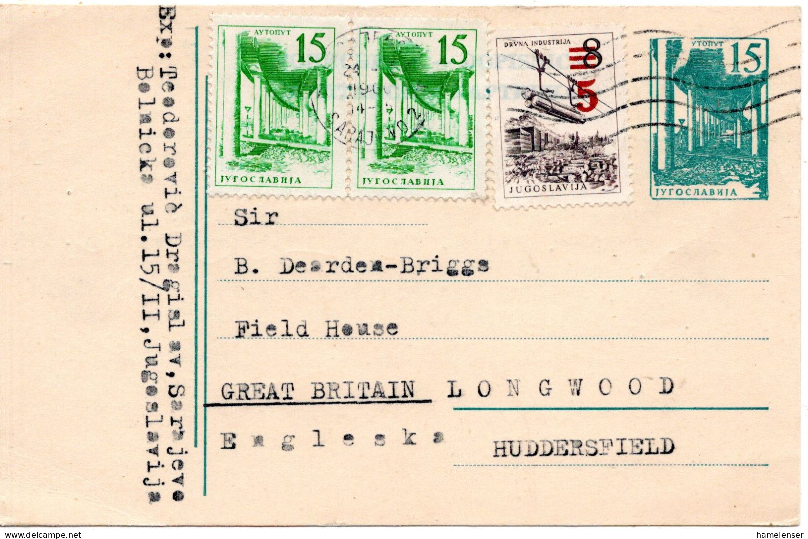 77125 - Jugoslawien - 1966 - 15D GAKte M ZusFrankatur SARAJEVO -> Grossbritannien - Storia Postale