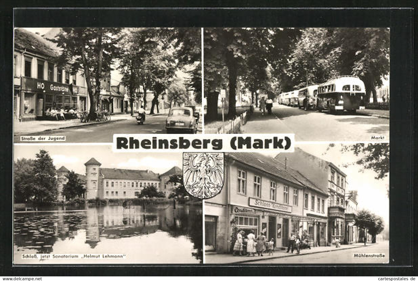 AK Rheinsberg (Mark), Strasse Der Jugend, Schloss, Markt Und Mühlenstrasse  - Rheinsberg