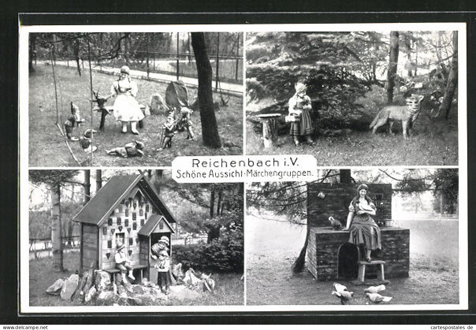 AK Reichenbach I. V., Vier Ansichten Von Schöne Aussicht-Märchengruppen  - Reichenbach I. Vogtl.