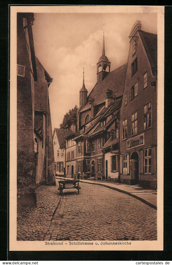 AK Stralsund, Schillerstrasse U. Johanneskirche  - Stralsund