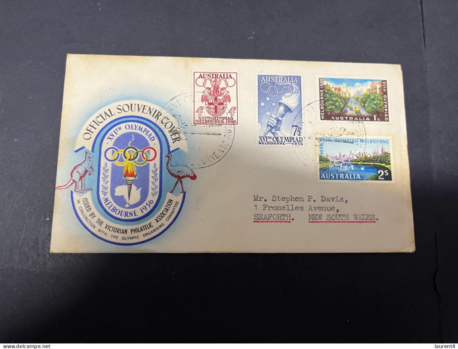 9-4-2024 (1 Z 30 A) Australia FDC 1956 (1 Cover) Melbourne Olympic Games (with Swimming P/m) - Sobre Primer Día (FDC)