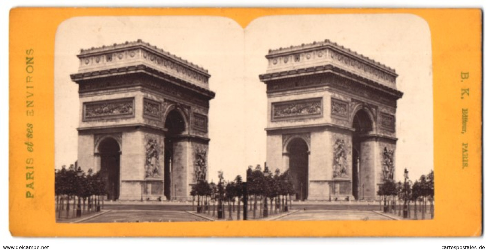 Vue Stéréoscopique-Photo B. K., Paris,  Vue De Paris, Arc De Triomphe  - Photos Stéréoscopiques