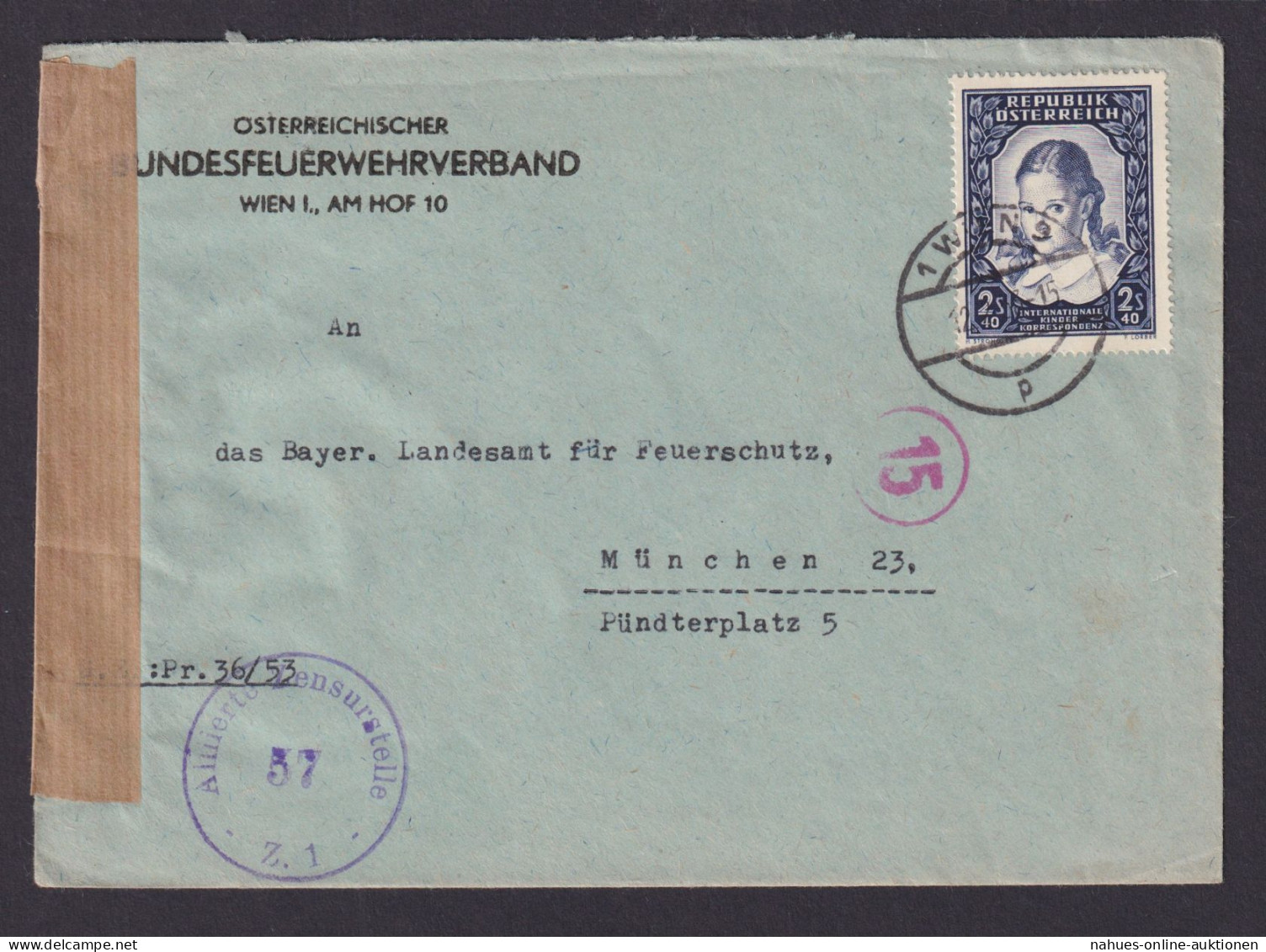 Österreich Zensur Brief EF 976 Schulkinder Wien Nach München - Lettres & Documents