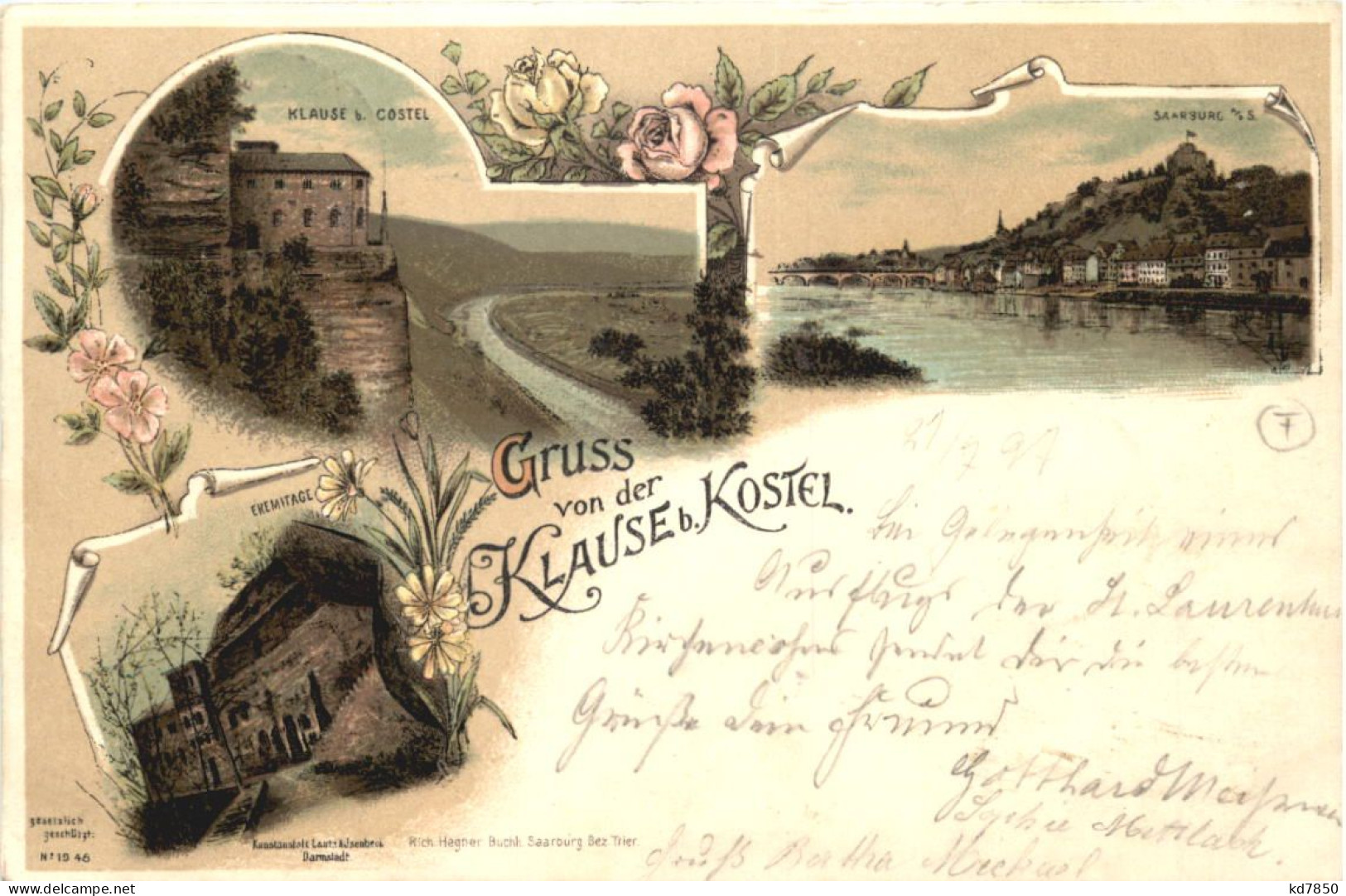 Gruss Von Der Klause Bei Kostel - Litho - Saarburg