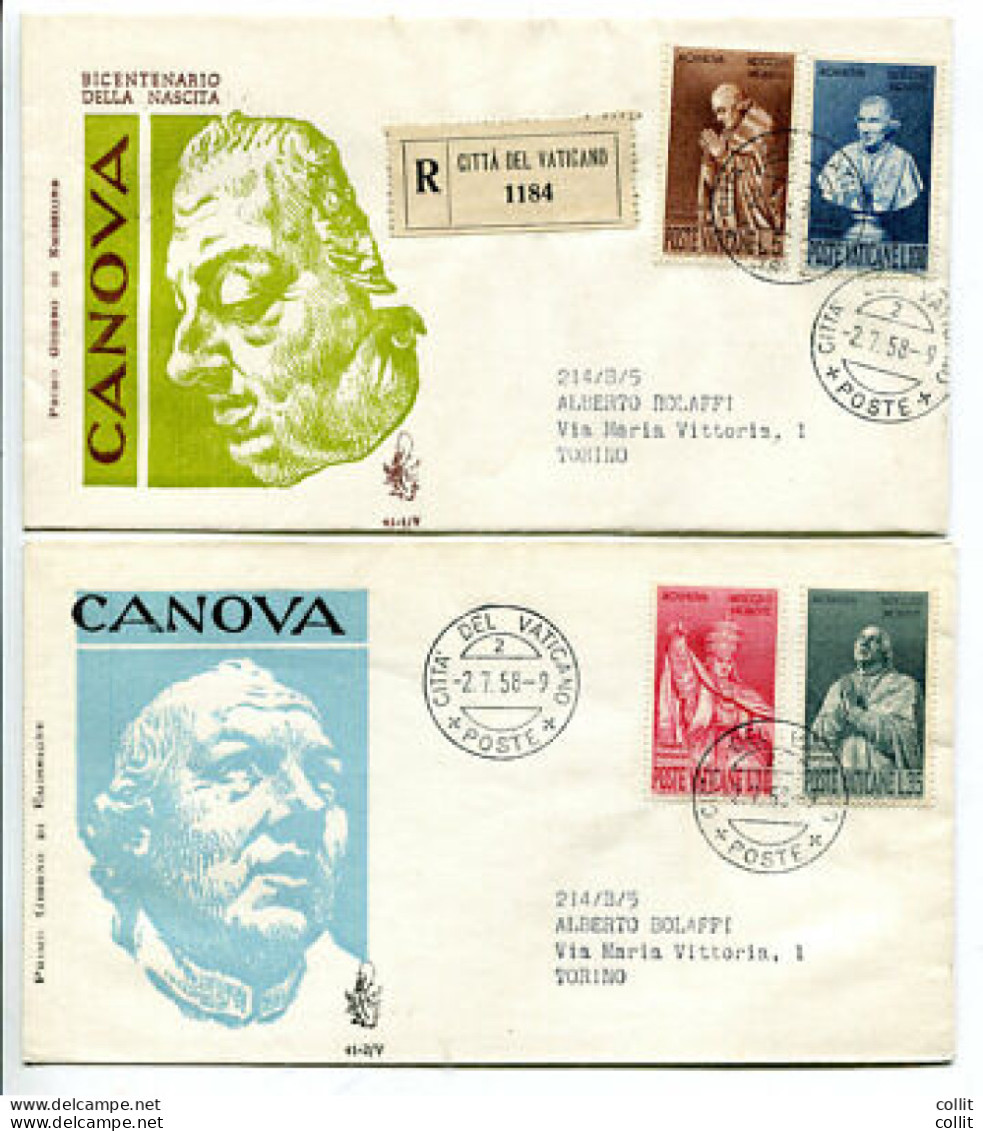 Vaticano FDC Venetia 1958 Canova  Viaggiata Racc. Per L'Italia - FDC