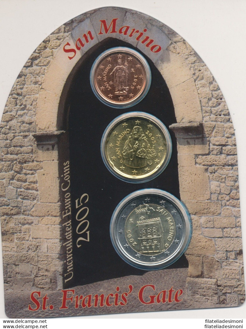 2005 Repubblica Di San Marino ,Mini Set 2c.+ 20 C. + 2 €  St Francis' Gate FDC - Vaticano
