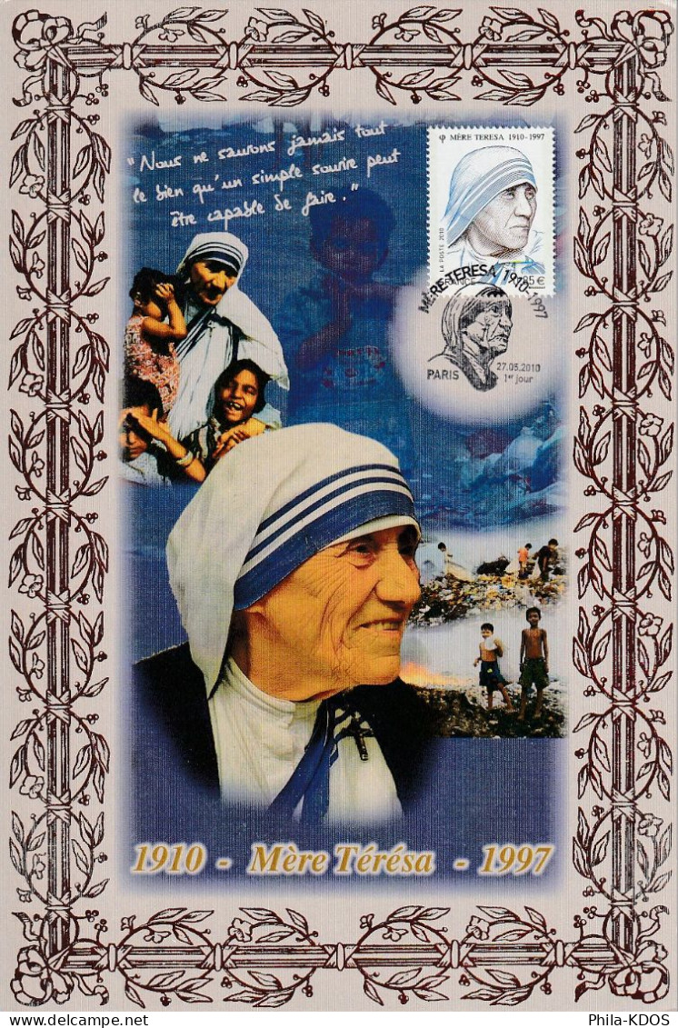 Rare (223/400) " MERE TERESA " Sur Encart 1er Jour N°té En Soie De 2010 Edt° A.M.I.S. N° YT 4455 FDC à Saisir ! - Mother Teresa