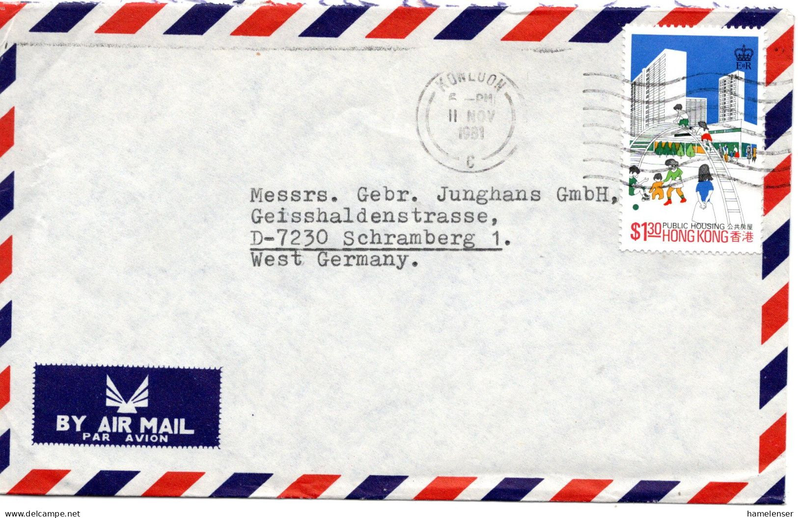 77129 - Hong Kong - 1981 - $1,30 Wohnprojekte EF A LpBf KOWLOON -> Westdeutschland - Storia Postale