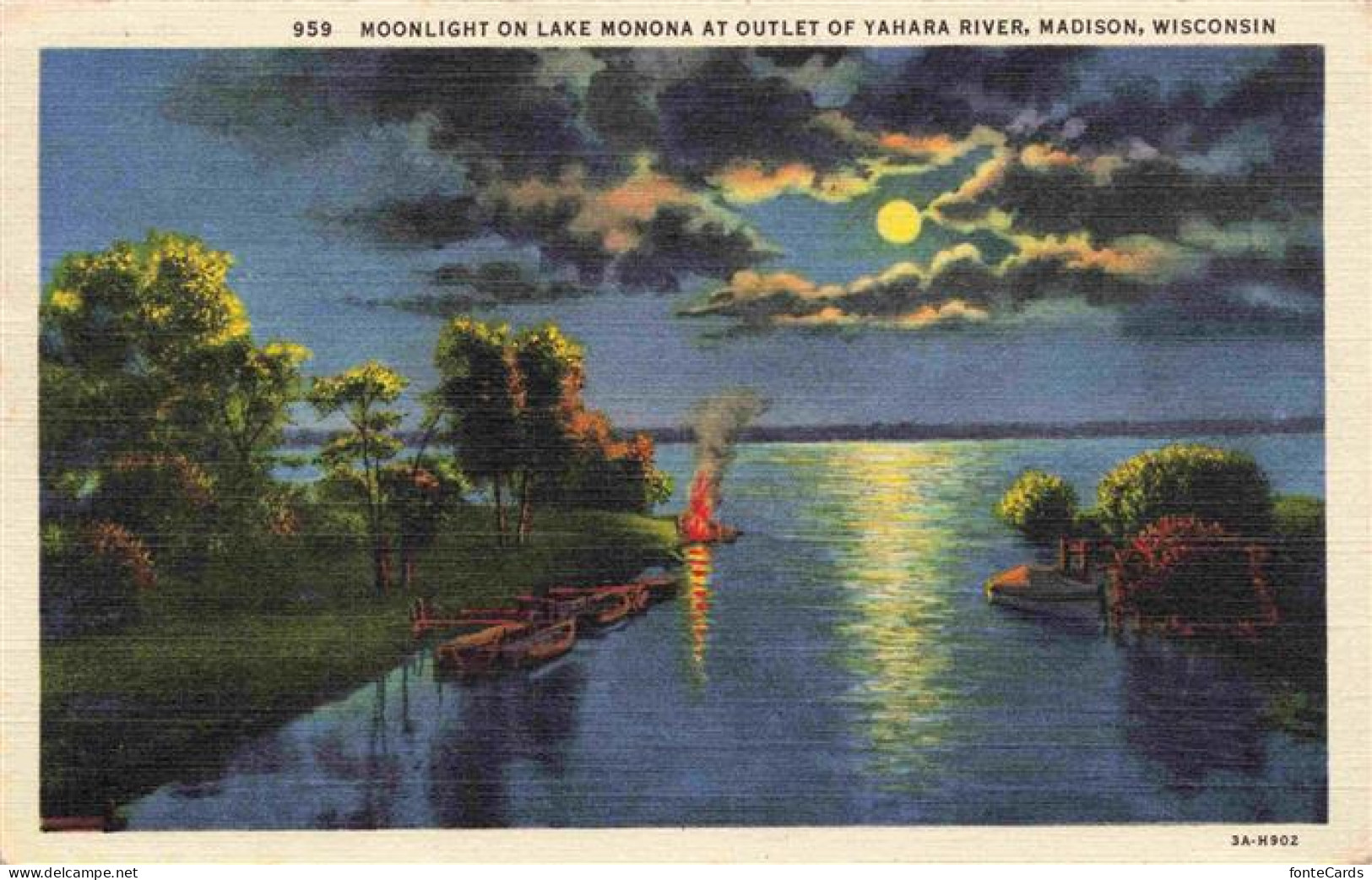 73969961 Madison_Wisconsin_USA Moonlight On Lake Monona A Outlet Of Yahara River - Other & Unclassified