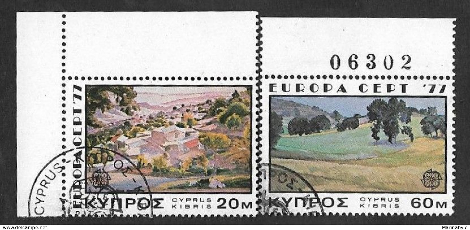 SD)1977 CYPRUS  STAMPS EUROPE CEPT ISSUE, LANDSCAPES, 2 CTO STAMPS - Andere & Zonder Classificatie