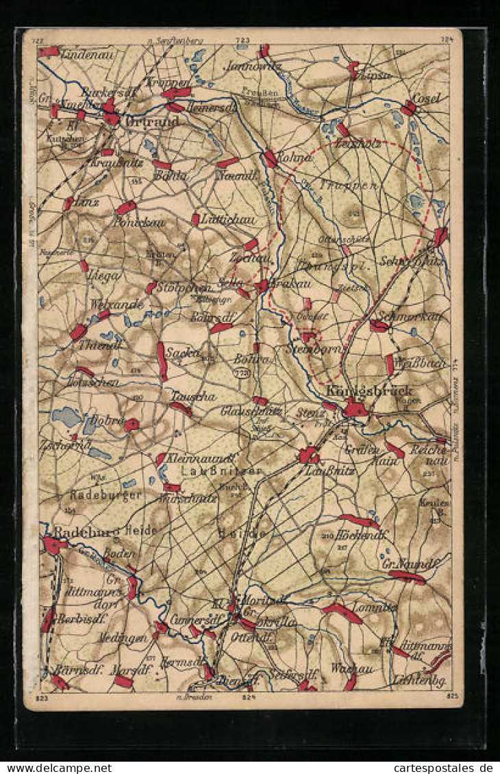 AK Königsbrück, Wona-Landkarte Mit Radeburg  - Maps