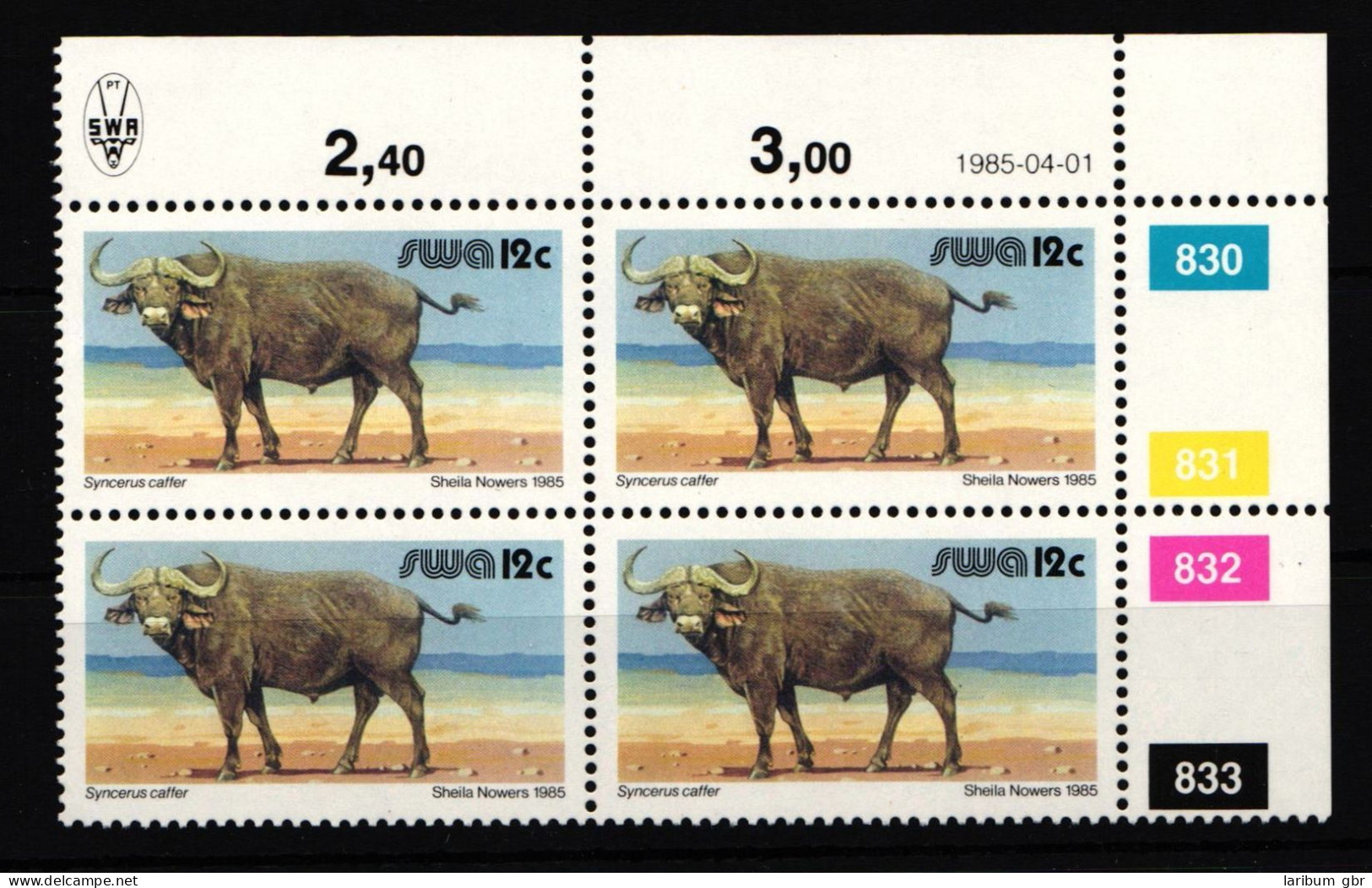 Südwestafrika 570 Postfrisch Viererblock / Wildtiere #IP520 - Namibië (1990- ...)