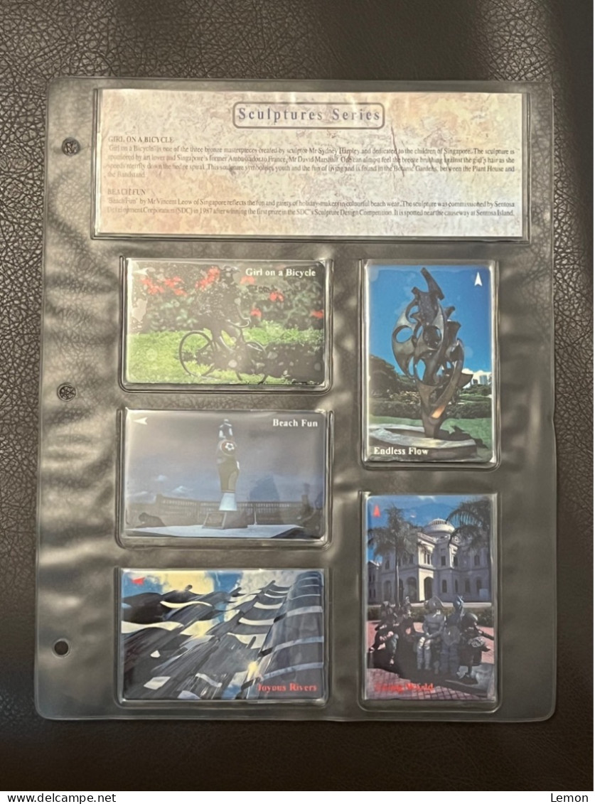 Mint Singapore Telecom Singtel GPT Phonecard In Original Holder, Sculptures, Set Of 5 Mint Cards(Include One $50 Card) - Singapour