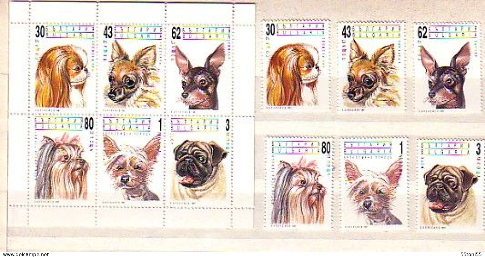 1991 Fauna Animals Dogs   6v+S/M- MNH Bulgaria / Bulgarie - Neufs