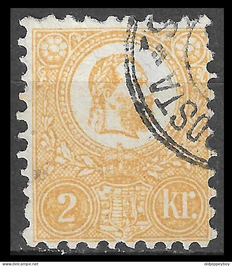 HONGRIE - HUNGARY - UNGARN / 1871 2 Kr. Lithographed, ORANGE YELLOW  Used. Michel 1a, PERF 9.5 USED NO GUM UNWATERMARKED - Usado