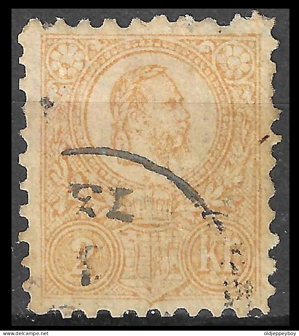  HUNGARY - UNGARN / 1871 2 Kr. Lithographed, ORANGE YELLOW  Used. Michel 1a, PERF 9.5 USED FULL GUM WELL CENTERED  - Usado