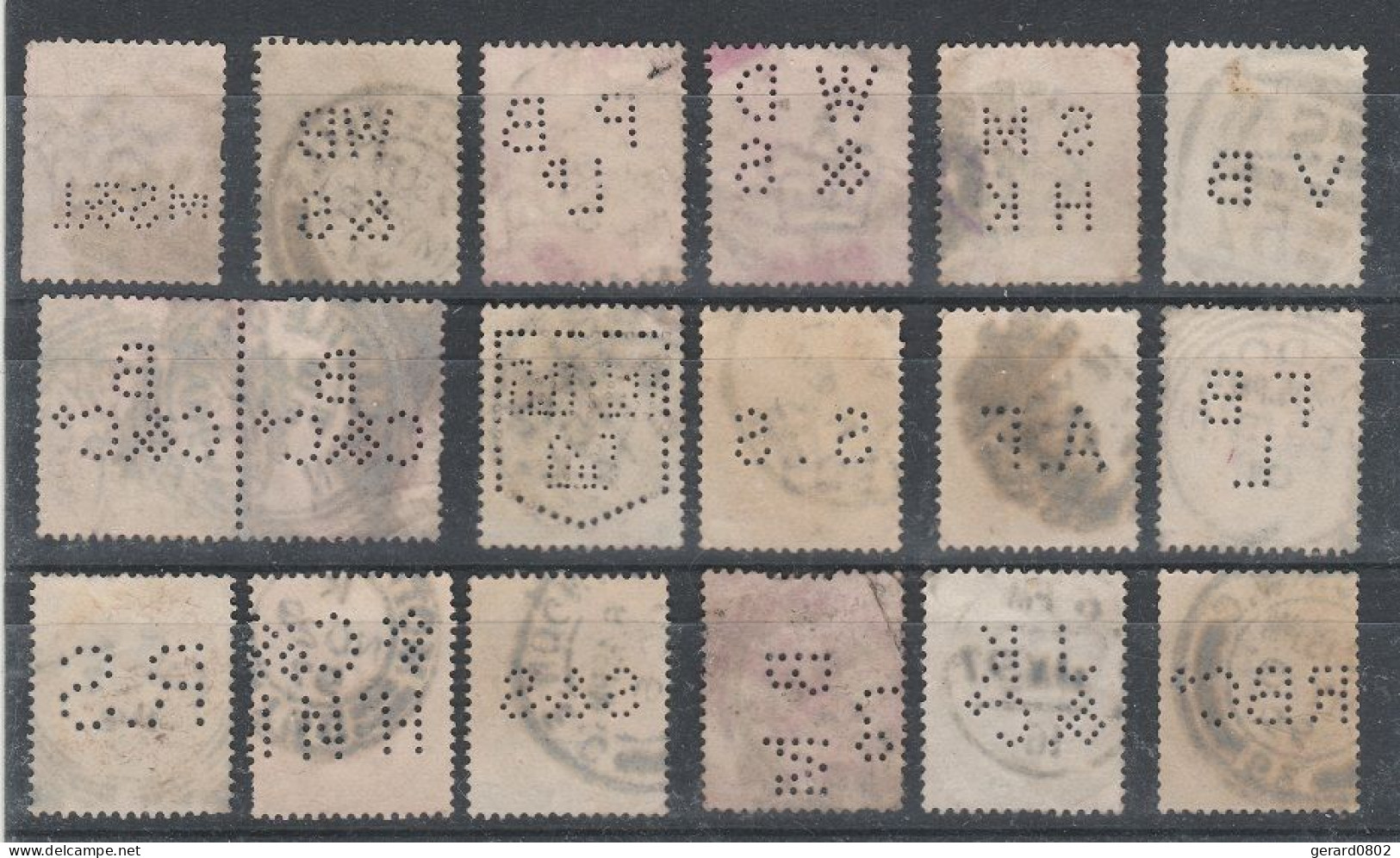 GB - PERFIN - PERFORE - Lot De 18 Timbres Perforés - Gezähnt (perforiert)