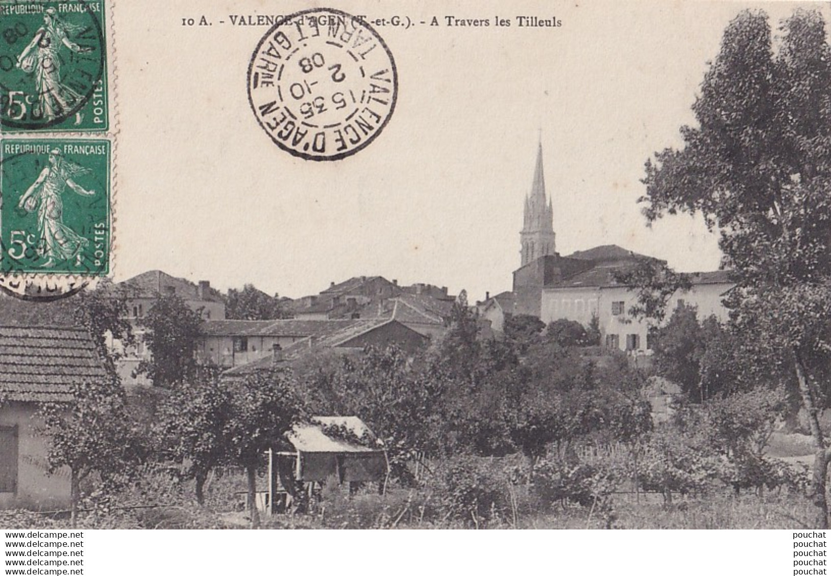 L1-82) VALENCE D ' AGEN (TARN ET GARONNE) A TRAVERS LES TILLEULS  -  EN 1908 - Valence